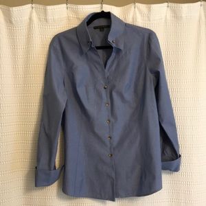 Medium blue button down blouse VG condition